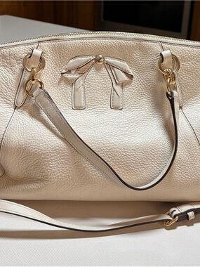 Coach Cream Leather Satchel with Gold Hardware